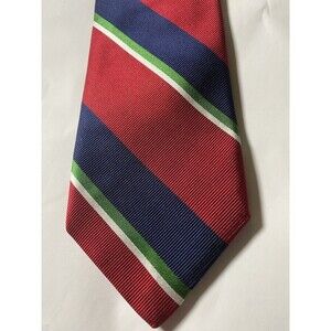 ROBERT TALBOTT  Men's 100% Silk Necktie Designer Repp Stripe Navy Red USA